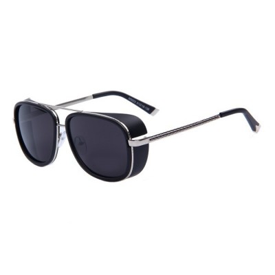 Vintage Designer Ironman 3 Matsuda Tony Style Steampunk Sunglasses - SILVER FRAME BLACK
